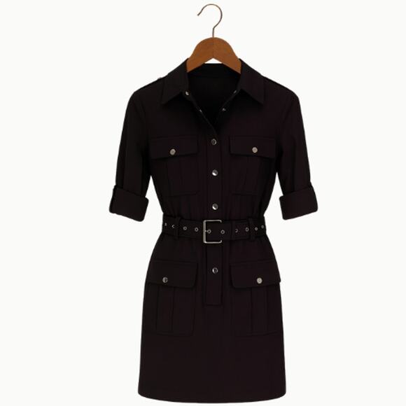 Michael Kors Black Belted Utility Shirtdress EUC Plus Size 2X - Picture 3 of 3